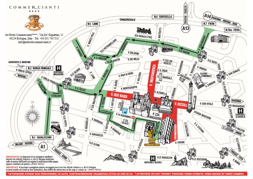 Map  Art Hotel Commercianti Bologne